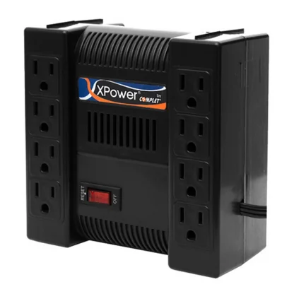 COMPLET REGULADOR DE VOLTAJE SLIM 8 CONTACTOS 1300VA 650W COLOR NEGRO N/P: ERV-9-001