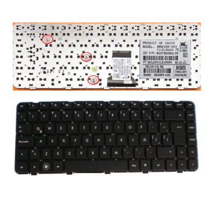 HP TECLADO TEC216 N/P: 597911-071 EN ESPAÑOL NEGRO PARA HP PAVILION Dm4-1000, Dm4-1100, Dv5-2000, Dv5-2100, Dv5-2234la, DM4-3050, DM4-2180LA, N/P: 597911-161,
608222-161, 598891-161