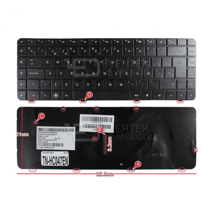HP COMPAQ TECLADO TN-HC047EN N/P: AEAX6P00310 EN ESPAÑOL NEGRO PARA HP/ COMPAQ CQ56 CQ62 G56 G62, NP: 609877-001, 606685-071, 605922-001