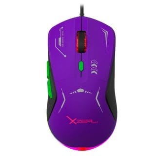 XZEAL MOUSE GAMER ALAMBRICO 7200 PI  6 BOTONES, USB 1.5M MORADO-VERDE XZ-401 XZPM1MV