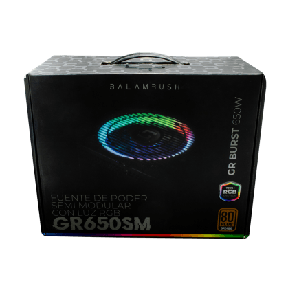 BALAMRUSH FUENTE DE PODER 650W GR BURST GR650B 80 PLUS BRONZE 20+4 PIN ATX NO MODULAR N/P: BR-937689 - Imagen 2