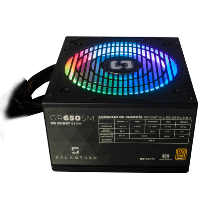 BALAMRUSH FUENTE DE PODER 650W GR BURST GR650B 80 PLUS BRONZE 20+4 PIN ATX NO MODULAR N/P: BR-937689 - Imagen 4