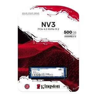 KINGSTON SSD 500GB M.2 PCI EXPRESS 4.0 NV2 NVMe, 5000MB/s LECTURA, 3000MB/s ESCRITURA N/P: SNV3S/500G