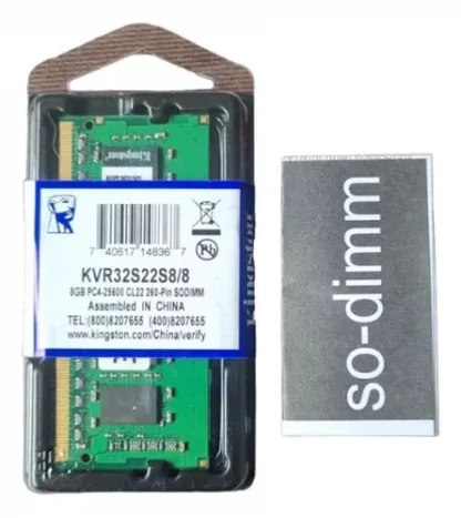 KINGSTON MEMORIA DDR4 8GB SODIMM PC-25600 3200MHZ, VALUE PARA LAPTOP N/P: KVR32S22S8/8