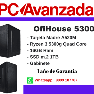 Computadora ZEN53 RYZEN 3 5300G 4 CORES VIDEO VEGA 8, A520, NVME 1TB, 16GB DDR4, GABINETE c/f 500W (RYZEN AM4)