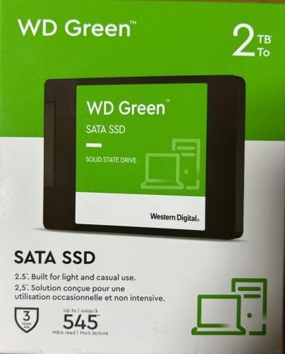 WESTERN DIGITAL DISCO SSD 2TB SOLIDO GREEN LECTURA 545MB/S ESCRITURA 430MB/S SATA 3 N/P: WDS200T2G0A