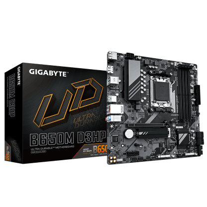 GIGABYTE MOTHER B650M-D3HP AMD RYZEN 7000, 8000,9000 AM5 128GB 4DRR5 1HDMI 2DP , USB C, USB 3.2, RED 2.5 GBE, 2 M.2 NVME, 4 SATA
